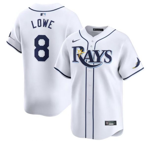 Men Tampa Bay Rays #8 Brandon Lowe White Home Limited Stitched Baseball Jersey
