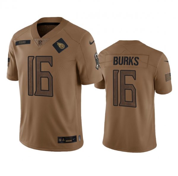 Men Tennessee Titans #16 Treylon Burks 2023 Brown Salute To Service Stitched Football Jersey