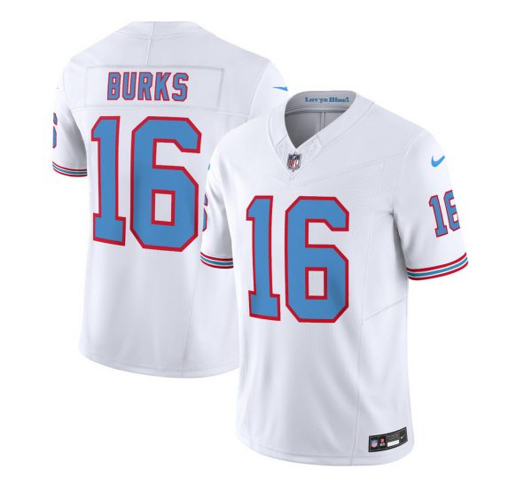 Men Tennessee Titans #16 Treylon Burks White 2023 F.U.S.E. Vapor Limited Throwback Stitched Football Jersey