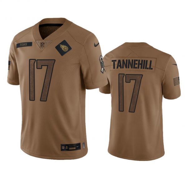 Men Tennessee Titans #17 Ryan Tannehill 2023 Brown Salute To Service Stitched Football Jersey