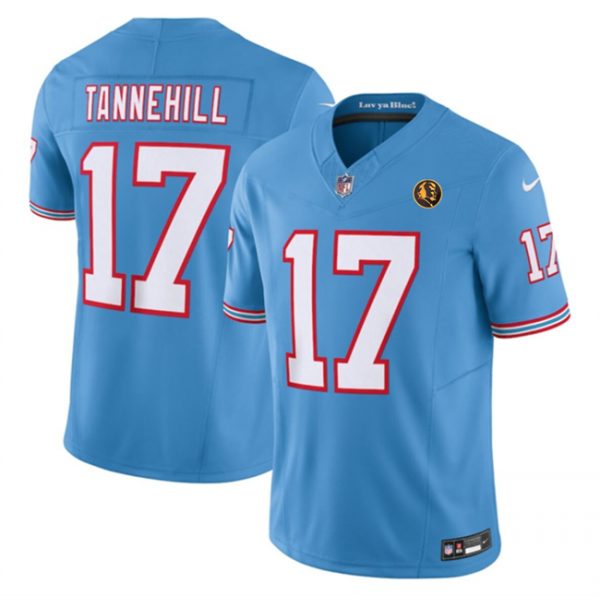 Men Tennessee Titans #17 Ryan Tannehill Blue 2023 F.U.S.E. Throwback With John Madden Patch Vapor Limited Stitched Football Jersey