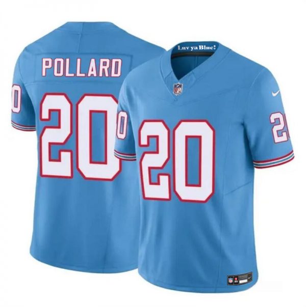 Men Tennessee Titans #20 Tony Pollard Blue 2023 F.U.S.E. Throwback Limited Stitched Football Jersey