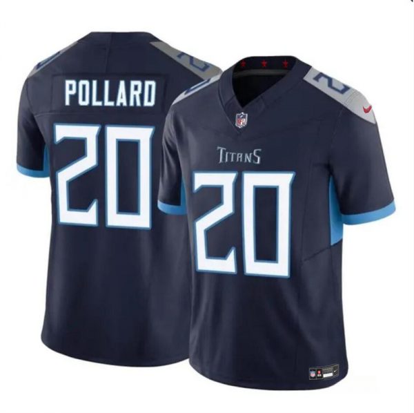 Men Tennessee Titans #20 Tony Pollard Navy 2023 F.U.S.E. Vapor Limited Stitched Football Jersey