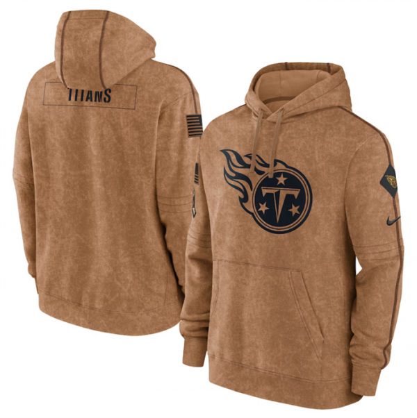 Men Tennessee Titans 2023 Brown Salute to Service Pullover Hoodie