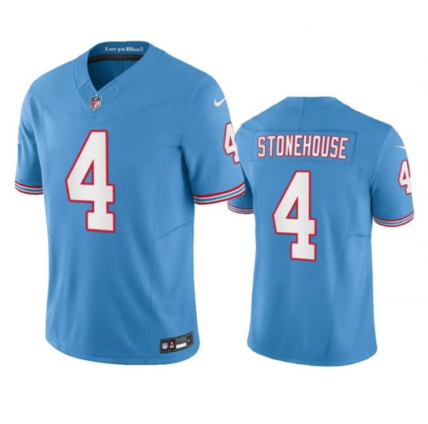 Men Tennessee Titans #4 Ryan Stonehouse Light Blue 2023 F.U.S.E. Vapor Limited Throwback Stitched Football Jersey