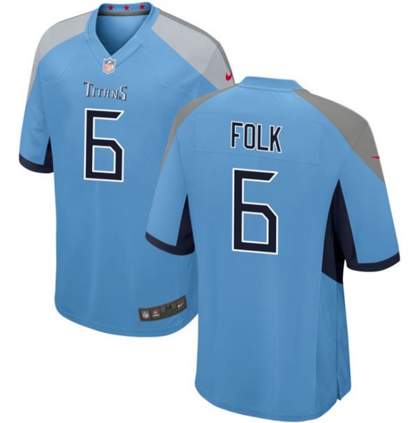 Men Tennessee Titans #6 Nick Folk Light Blue Stitched Game Football Jersey