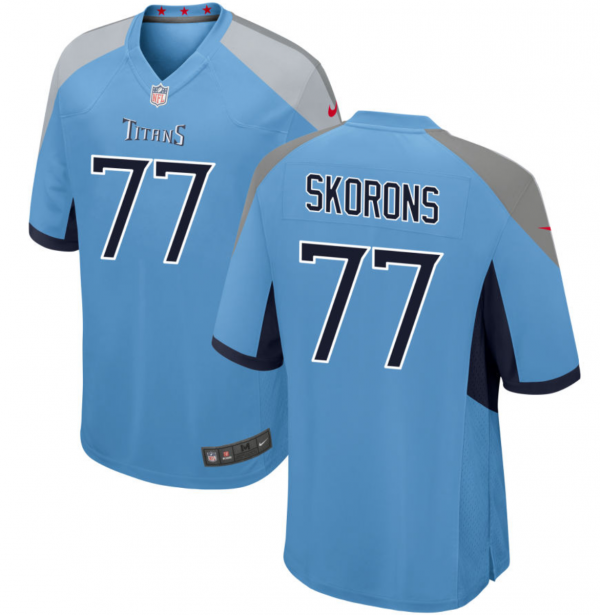 Men Tennessee Titans #77 Peter Skoronski Blue 2023 Draft Stitched Game Jersey