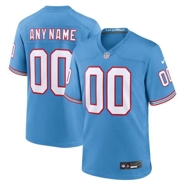 Tennessee Titans Customized Light Blue Oilers Throwback Stitched Game Jersey