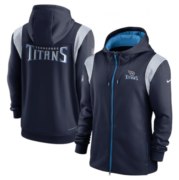 Men Tennessee Titans Navy Zipper Hoodie