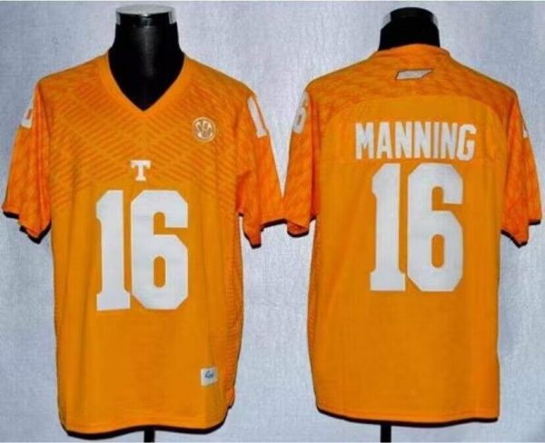 Men Tennessee Vols #16 Peyton Manning Orange Stitched Jersey