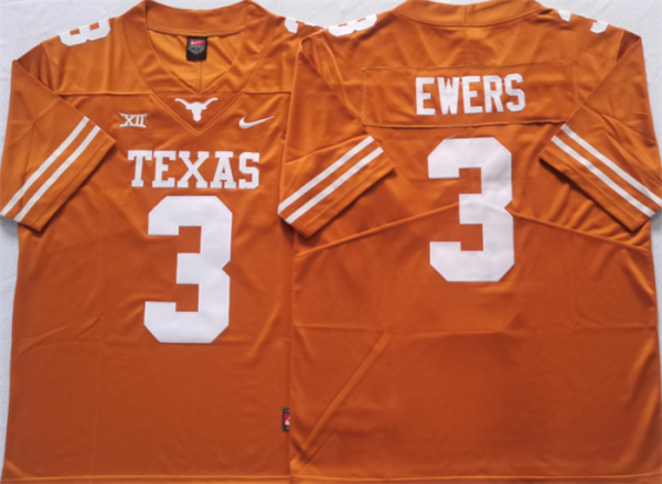 Men Texas Longhorns #3 Ewers Orange Stitched Jersey