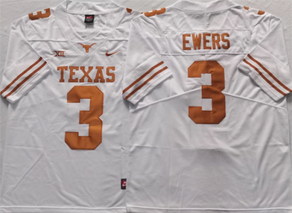 Men Texas Longhorns #3 Ewers White Stitched Jersey