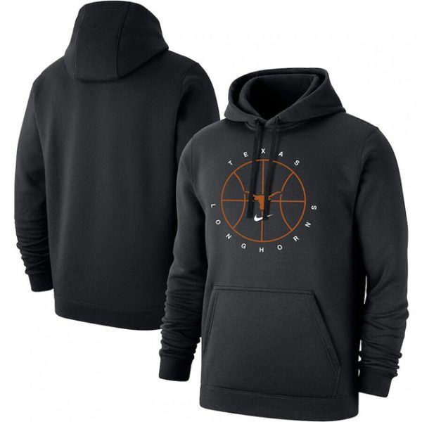 Men Texas Longhorns Black Basketball Icon Club Fleece Pullover Hoodie