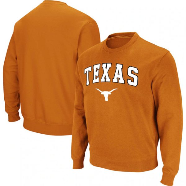 Men Texas Longhorns Orange Texas Longhorns Arch & Logo Pullover Sweatshirt