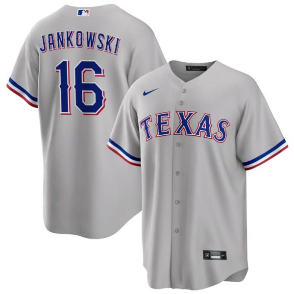 Men Texas Rangers #16 Travis Jankowski Grey Cool Base Stitched Baseball Jersey