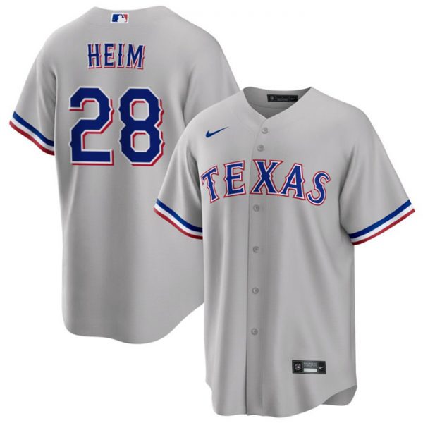 Men Texas Rangers #28 Jonah Heim Grey Cool Base Stitched Baseball Jersey