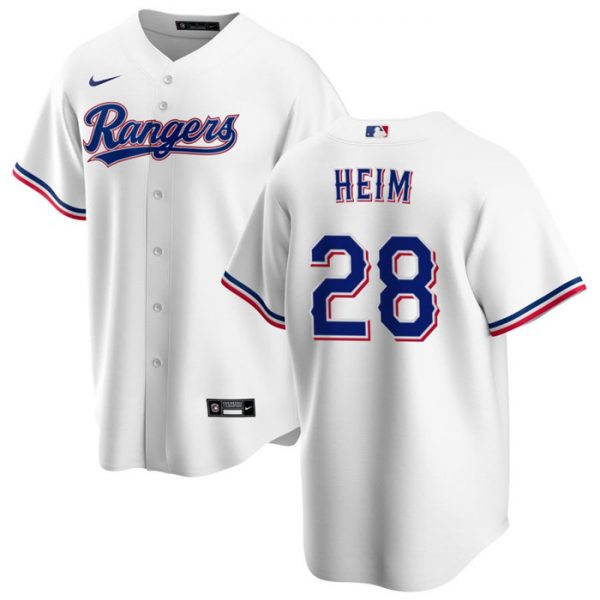 Men Texas Rangers #28 Jonah Heim White Cool Base Stitched Baseball Jersey
