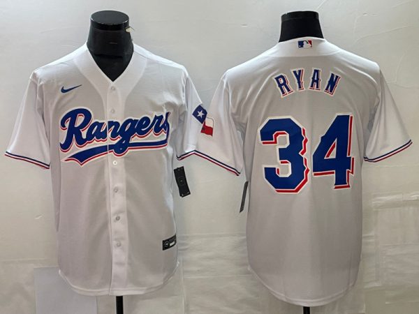 Men Texas Rangers #34 Nolan Ryan White Cool Base Stitched Baseball Jersey