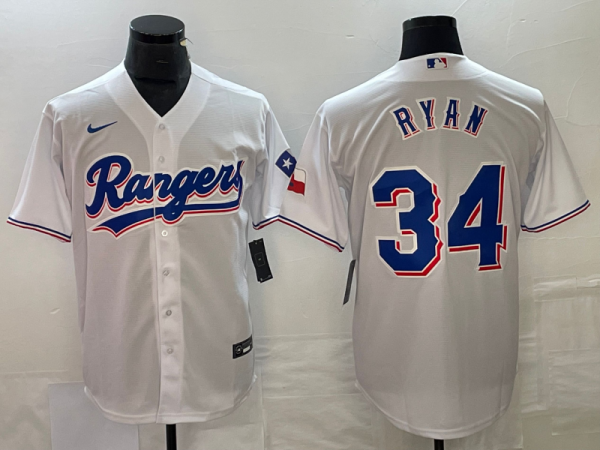 Men Texas Rangers #34 Nolan Ryan White Cool Base Stitched Baseball Jersey