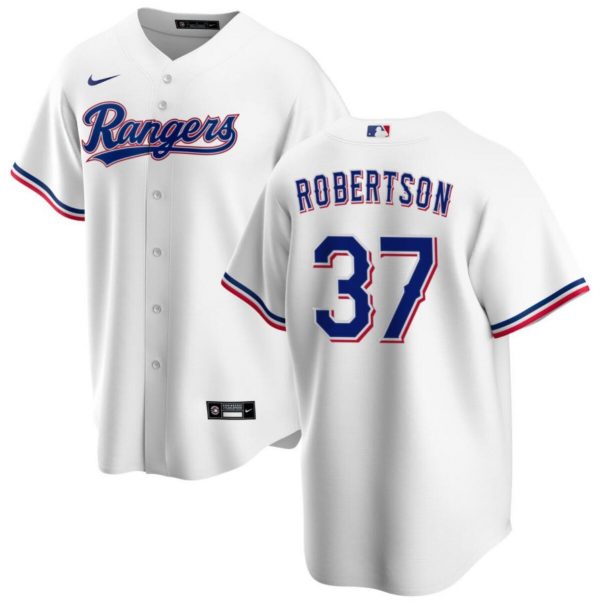 Men Texas Rangers #37 David Robertson White Cool Base Stitched Baseball Jersey