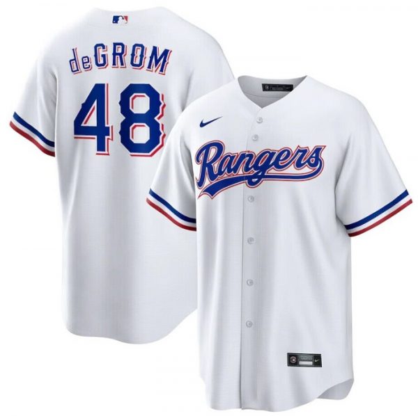 Men Texas Rangers #48 Jacob deGrom White Cool Base Stitched Baseball Jersey