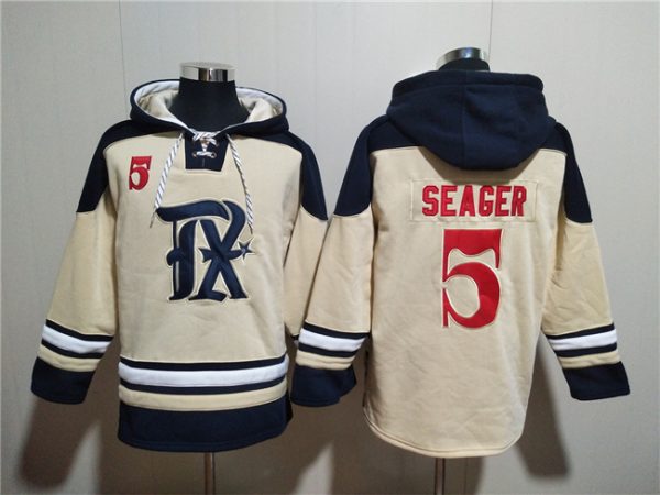 Men Texas Rangers #5 Corey Seager Cream Ageless Must-Have Lace-Up Pullover Hoodie