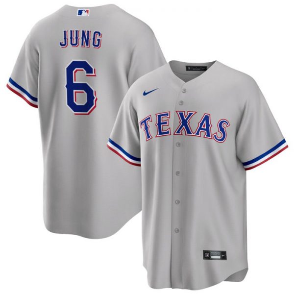 Men Texas Rangers #6 Josh Jung Grey Cool Base Stitched Baseball Jersey