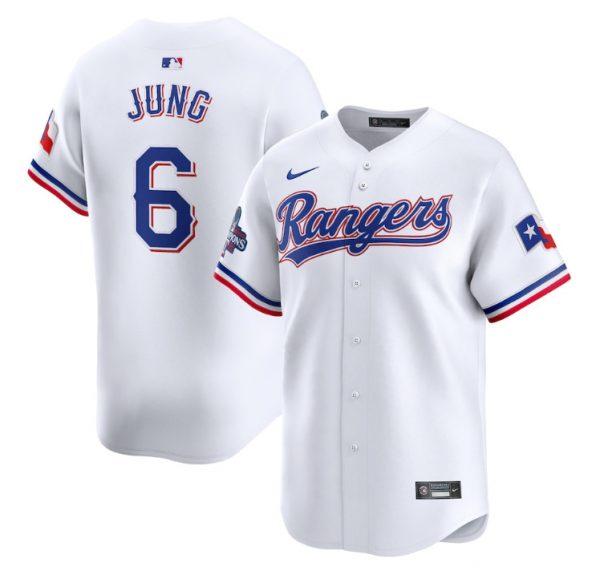 Men Texas Rangers #6 Josh Jung White 2023 World Series Champions Stitched Baseball Jersey
