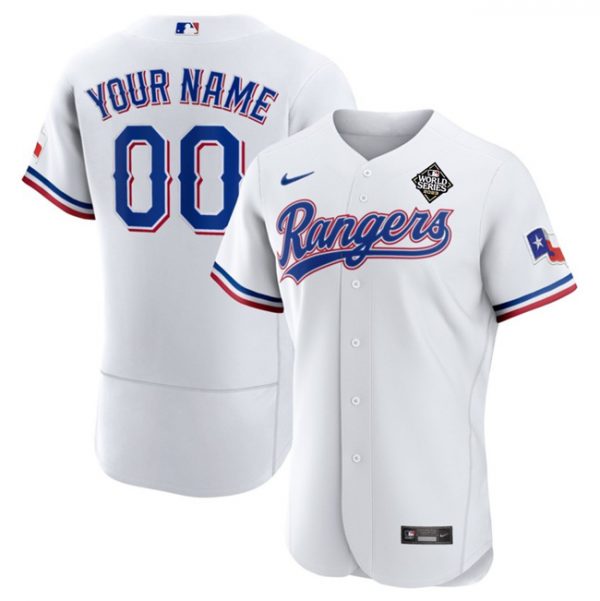 Texas Rangers Active Player Custom White 2023 World Series Flex Base Stitched Baseball Jersey