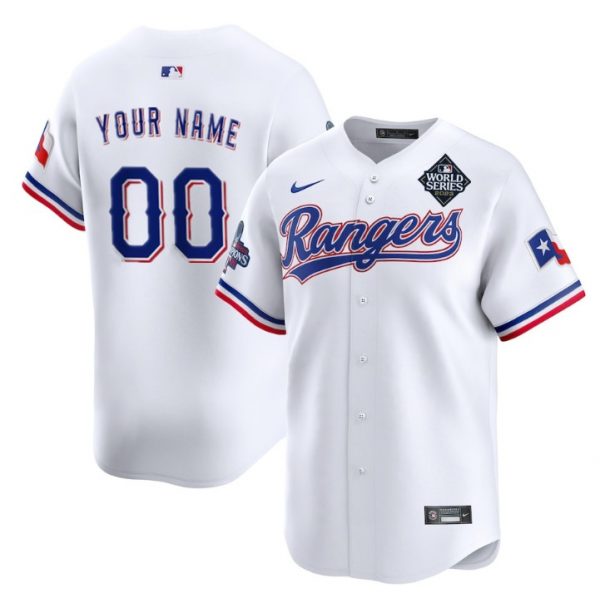 Texas Rangers Active Player Custom White 2023 World Series Patch And Champions Patch Stitched Baseball Jersey