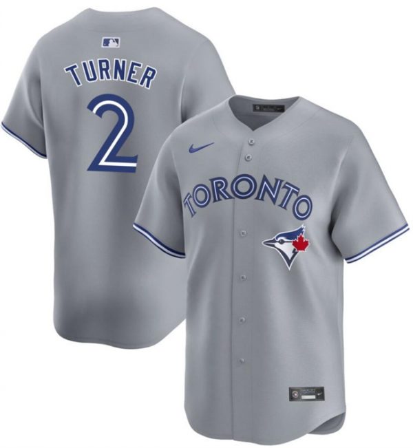 Men Toronto Blue Jays #2 Justin Turner Grey Away Limited Stitched Jersey