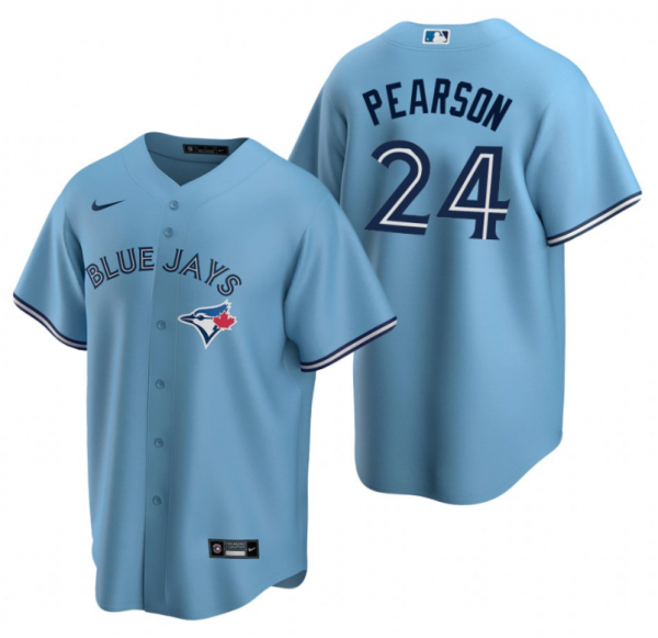 Men Toronto Blue Jays #24 Nate Pearson Light Blue Cool Base Stitched Jersey