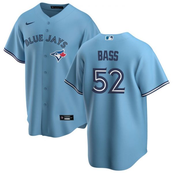 Men Toronto Blue Jays #52 Anthony Bass Light Blue Cool Base Stitched Jersey