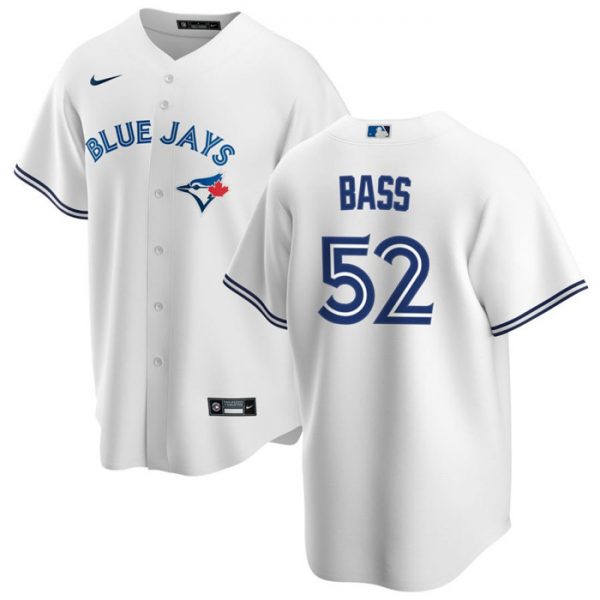 Men Toronto Blue Jays #52 Anthony Bass White Cool Base Stitched Jersey