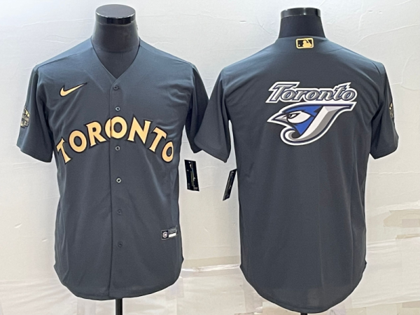 Men Toronto Blue Jays #6 Alek Manoah 2022 All-Star Charcoal Team Big Logo Cool Base Stitched Baseball Jersey