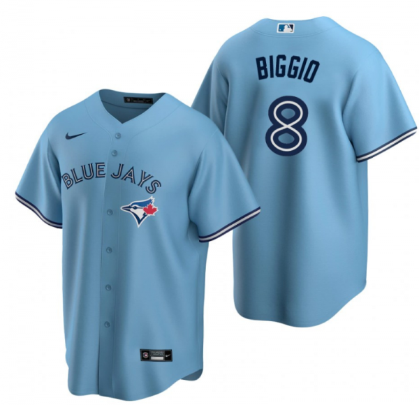 Men Toronto Blue Jays #8 Cavan Biggio Light Blue Cool Base Stitched Jersey