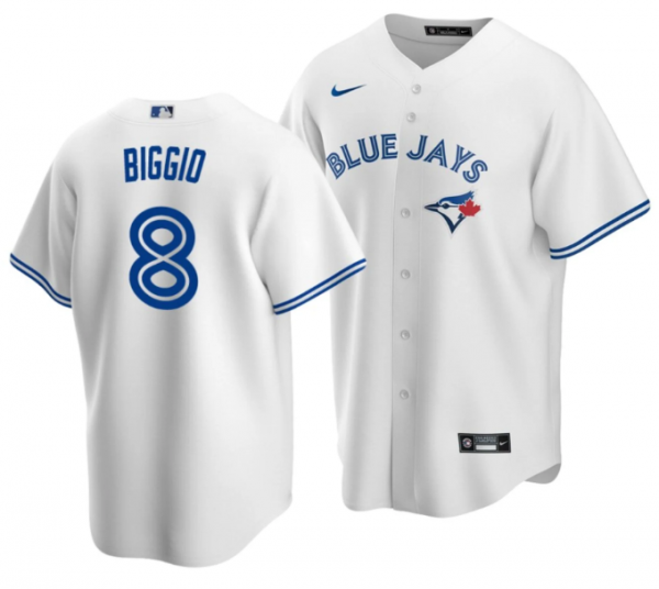 Men Toronto Blue Jays #8 Cavan Biggio White Cool Base Stitched Jersey