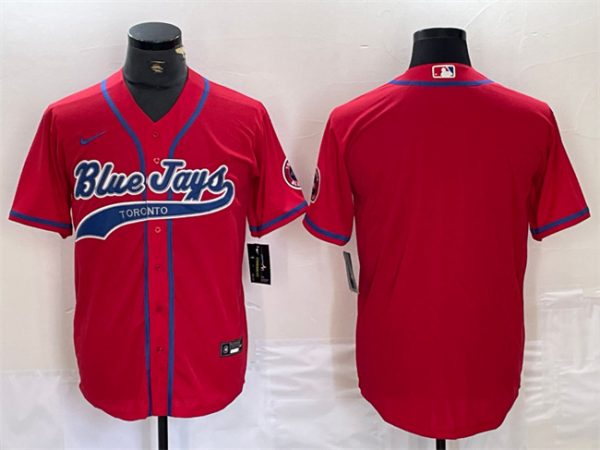 Men Toronto Blue Jays Blank Red Cool Base Stitched Baseball Jersey
