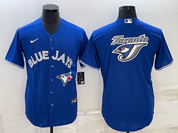 Men Toronto Blue Jays Royal Team Big Logo Cool Base Stitched Baseball Jersey