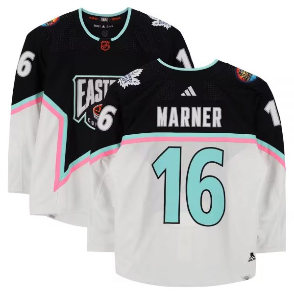 Men Toronto Maple Leafs #16 Mitchell Marner 2023 Black/White All-Star Game Stitched Jersey