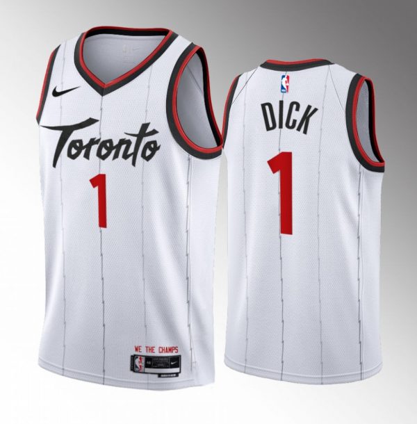 Men Toronto Raptors #1 Gradey Dick White 2023/24 Association Edition Stitched Basketball Jersey