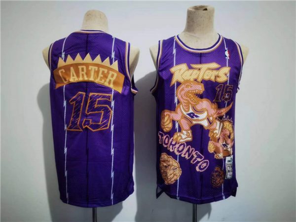 Men Toronto Raptors #15 Vince Carter Purple Throwback Stitched Jersey