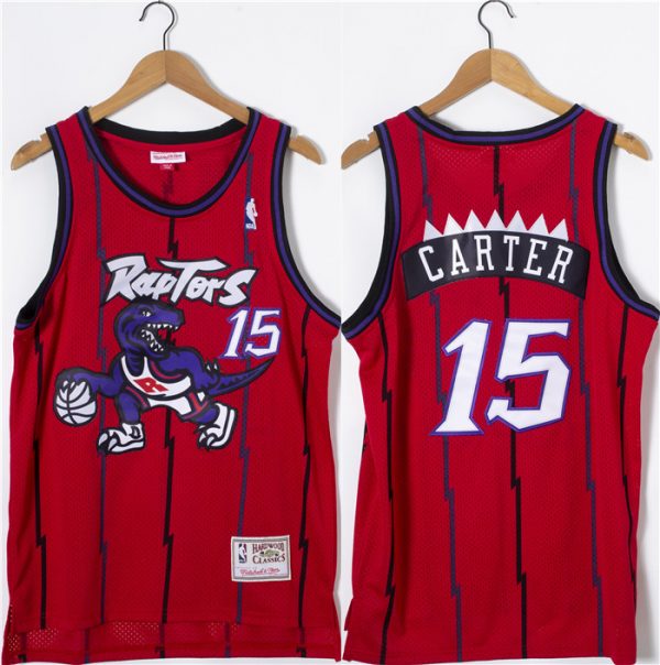 Men Toronto Raptors #15 Vince Carter Red Throwback Stitched Jersey