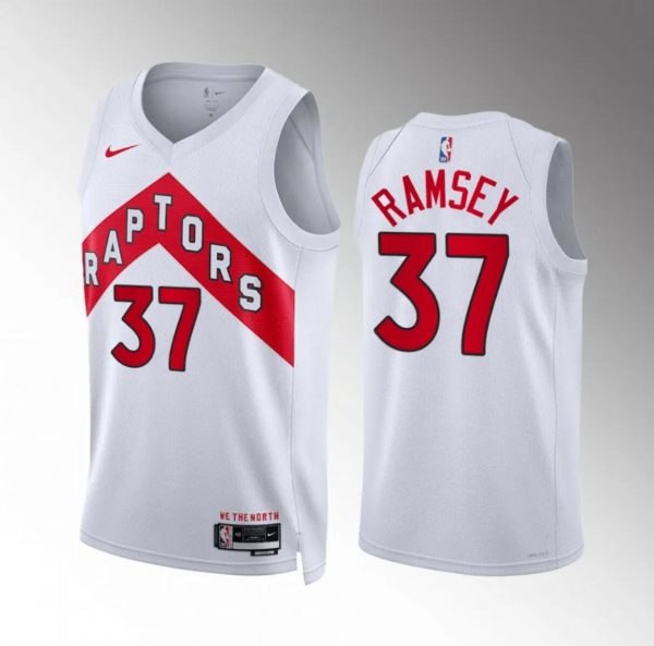 Men Toronto Raptors #37 Jahmi'us Ramsey White Association Edition Stitched Basketball Jersey