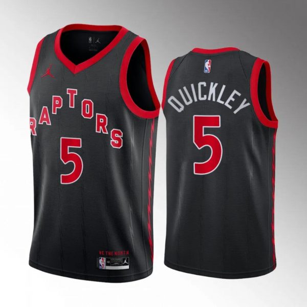 Men Toronto Raptors #5 Immanuel Quickley Black Statement Edition Stitched Basketball Jersey