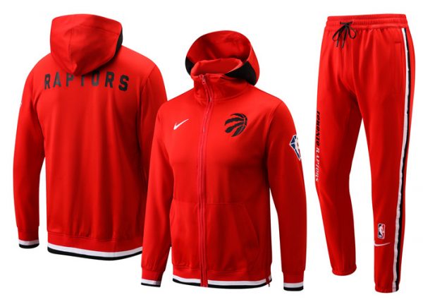 Men Toronto Raptors 75th Anniversary Red Performance Showtime Full-Zip Hoodie Jacket And Pants Suit
