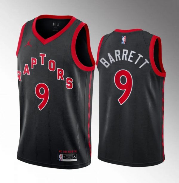 Men Toronto Raptors #9 RJ Barrett Black Statement Edition Stitched Basketball Jersey