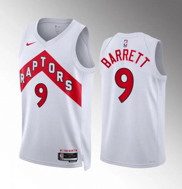 Men Toronto Raptors #9 RJ Barrett White Association Edition Stitched Basketball Jersey