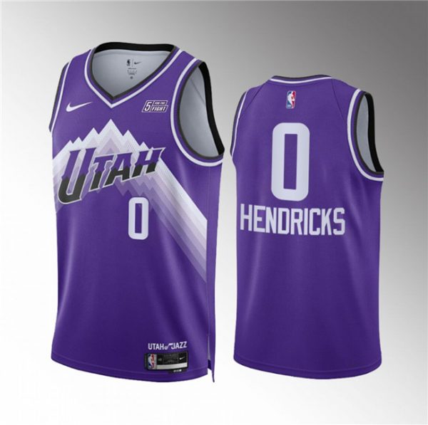 Men Utah Jazz #0 Taylor Hendricks Purple 2023/24 City Edition Stitched Basketball Jersey