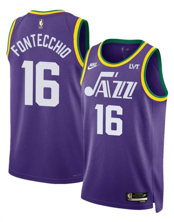 Men Utah Jazz #16 Simone Fontecchio Purple 2023 Classic Edition Stitched Basketball Jersey